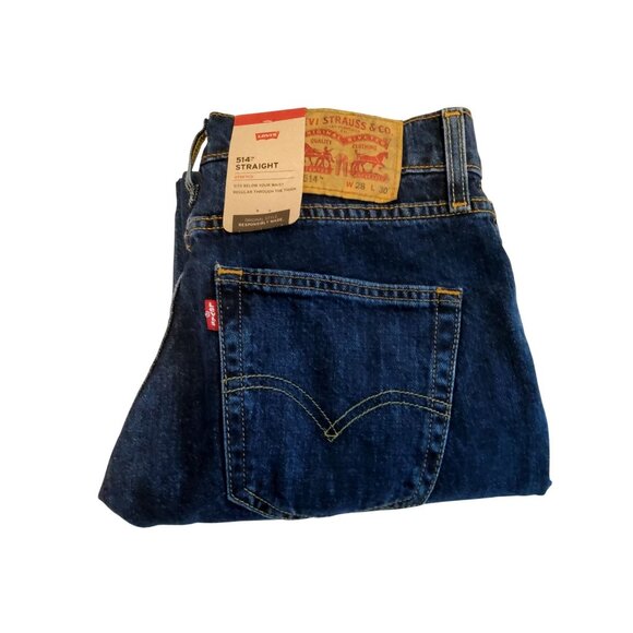 Levis 514 Straight Mens Jeans W28 L30 Dark Blue Denim - Picture 1 of 11